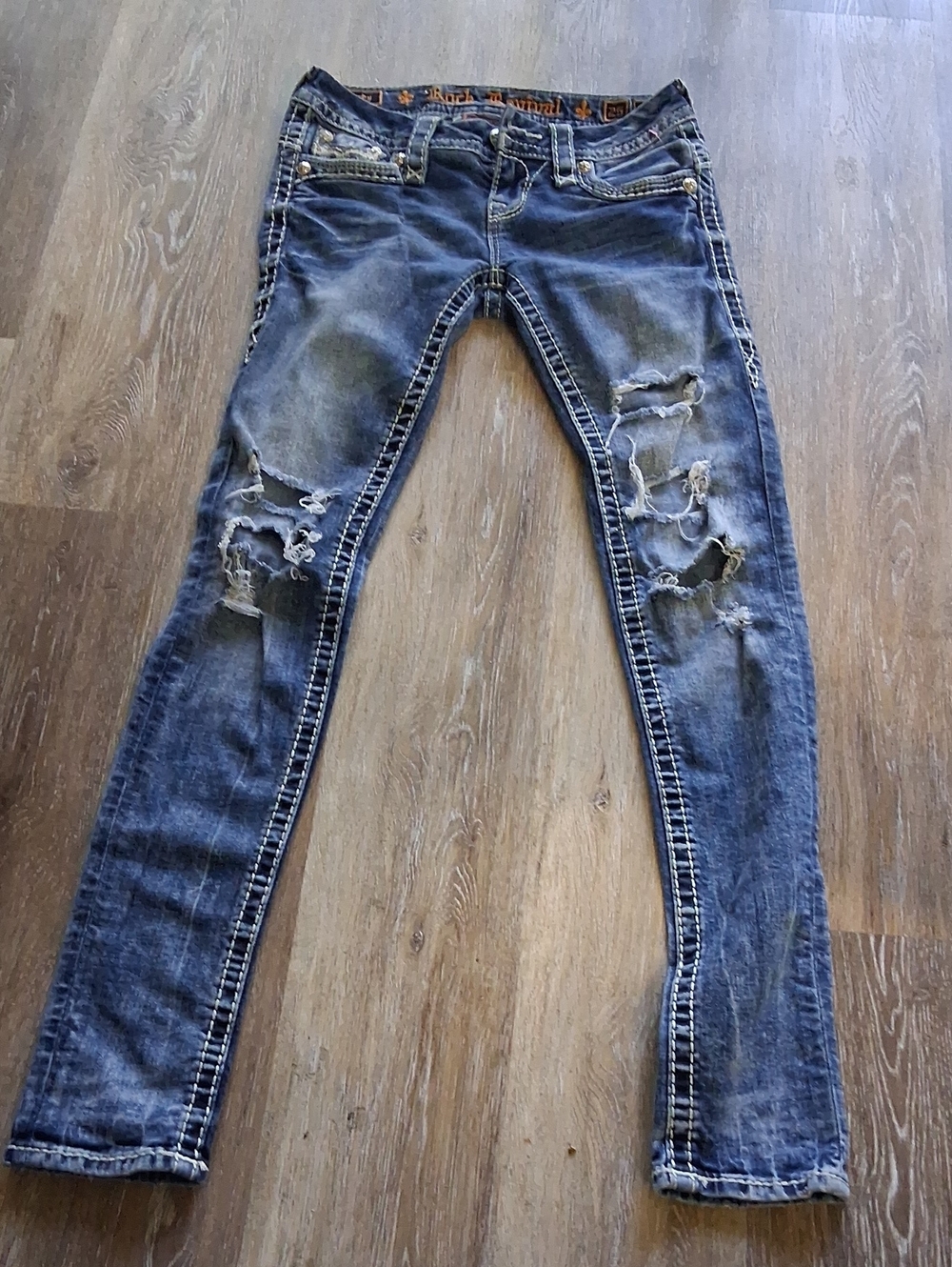 Men's Distressed Slim Fit Jeans - Blue